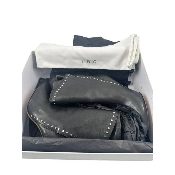 IRO CHLONE $795 Studded Leather Ankle Boots Moto US5.5 FR36 Made in Portugal - Picture 16 of 16